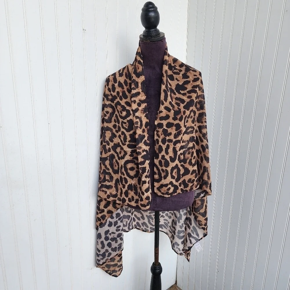Shein Brown Cheetah Print Multi Use Head Scarf Wrap Adults One Size